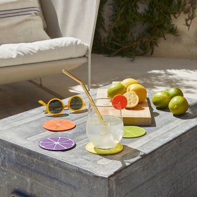 Set De 4 Posavasos Redondos (Multicolor) De Plástico