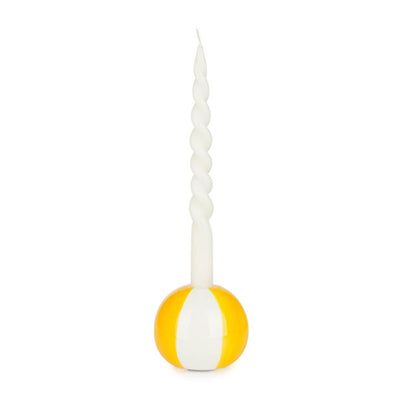 Candelabro Redondo (Blanco Y Amarillo) De Cerámica