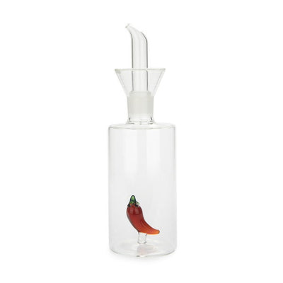 Aceitera 350 Ml (Transparente) Con Diseño Interior "Chilli" De Vidrio