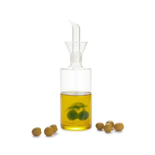 Aceitera 350 Ml (Transparente) Con Diseño Interior "Oliva" De Vidrio