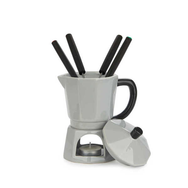Set De Fondue (Gris) Modelo Cafetera De Cerámica