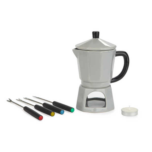 Set De Fondue (Gris) Modelo Cafetera De Cerámica