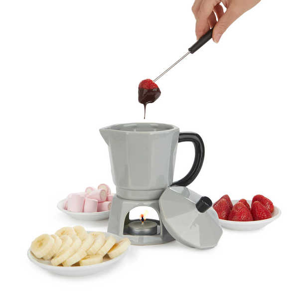 Set De Fondue (Gris) Modelo Cafetera De Cerámica