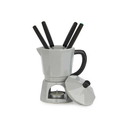 Set De Fondue (Gris) Modelo Cafetera De Cerámica