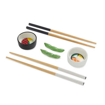 Set Para Sushi (Blanco Y Negro) De Cerámica