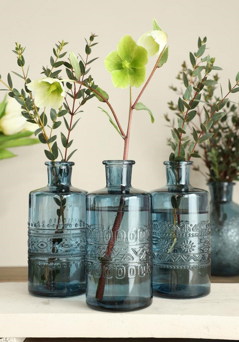 Botella Decorativa (Azul) Mod. Porto De Vidrio - Venta X Unidad