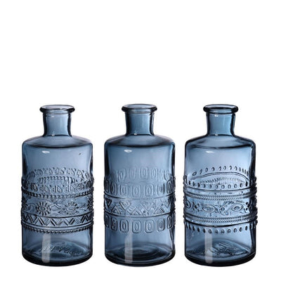 Botella Decorativa (Azul) Mod. Porto De Vidrio - Venta X Unidad
