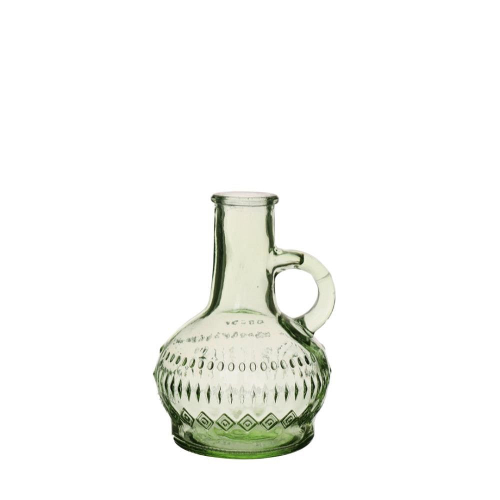 Botella / Florero Con Asa (Verde) De Vidrio