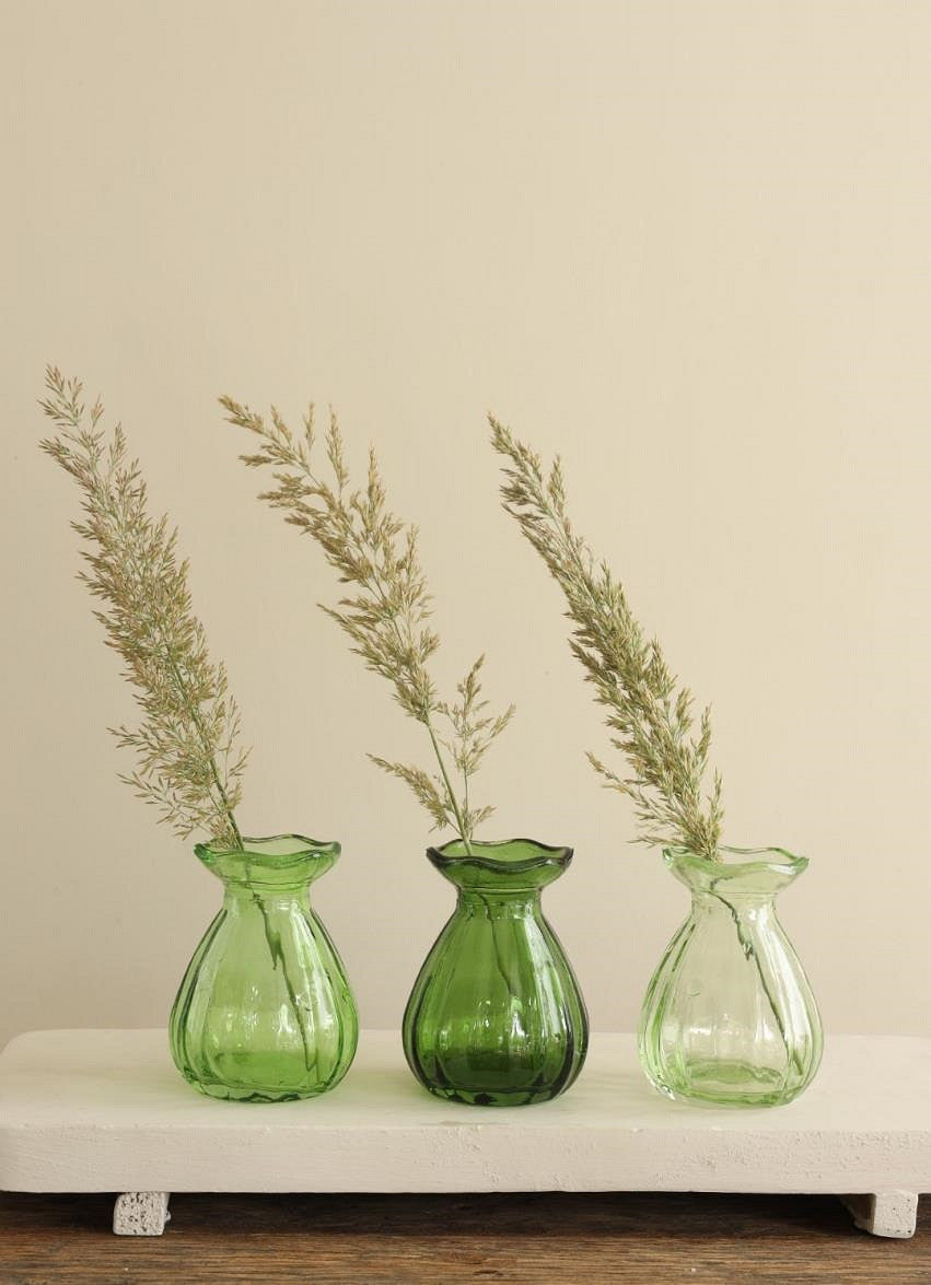 Florero (Tonos Verdes) De Vidrio - Venta X Unidad
