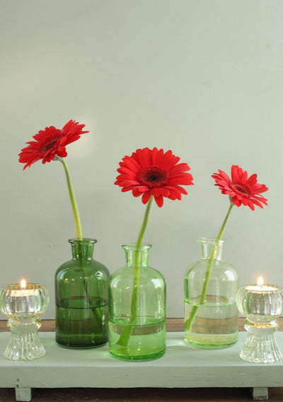 Florero Decorativo (Tonos Verdes) De Vidrio - Venta X Unidad