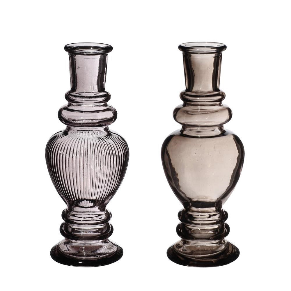 Florero / Candelabro (Gris) De Vidrio - Venta X Unidad