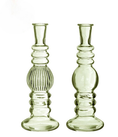 Florero / Candelabro (Verde Claro) De Vidrio - Venta X Unidad