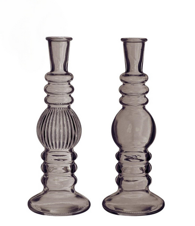 Florero / Candelabro (Gris) De Vidrio - Venta X Unidad