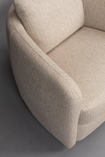 Sillón Tapizado Beige Estructura De Madera