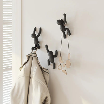 Set De 3 Ganchos (Negro) Para Pared De Plástico