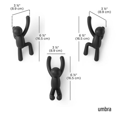 Set De 3 Ganchos (Negro) Para Pared De Plástico