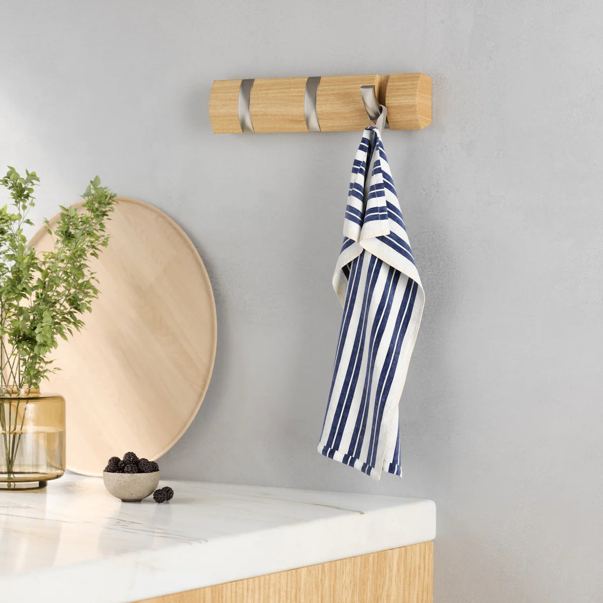 Perchero Para Pared (Natural) De Madera