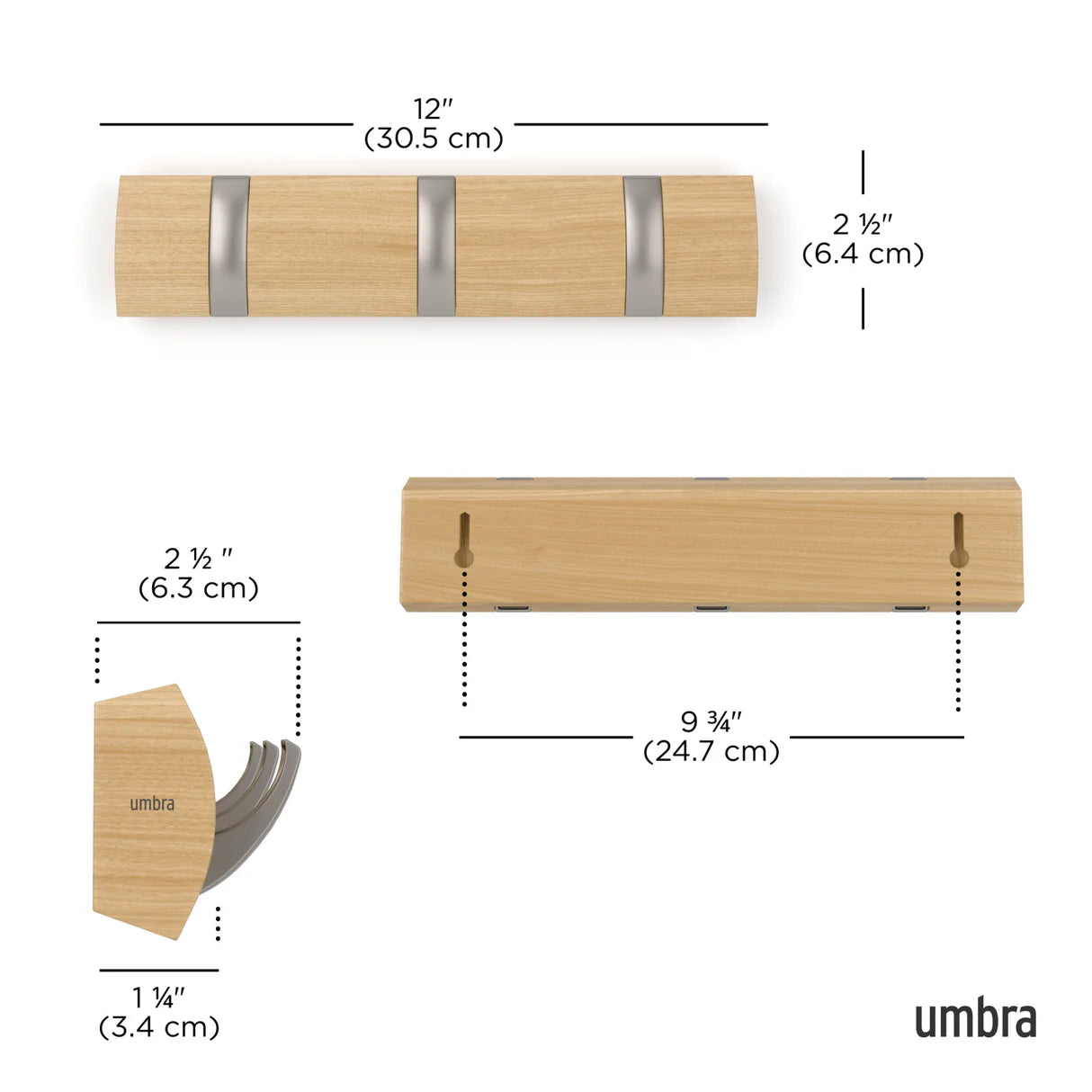 Perchero Para Pared (Natural) De Madera