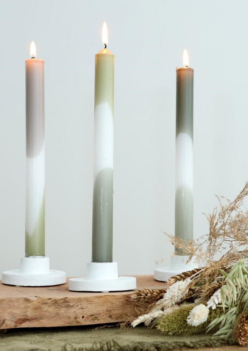 Set X 3 Velas (Tonos Gris) De Cera