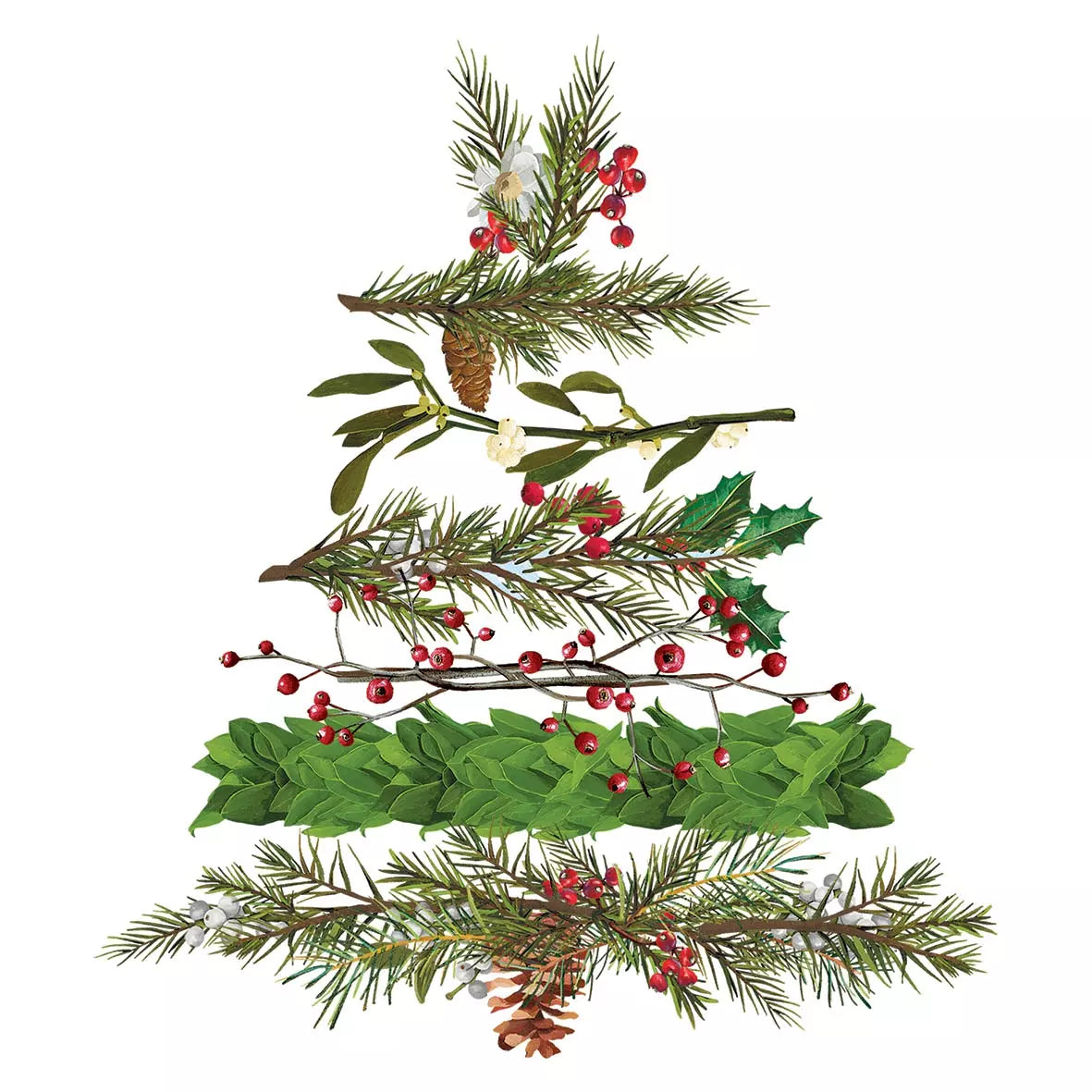 Set X 20 Servilletas (Hojas Navidad) Cocktail De Papel