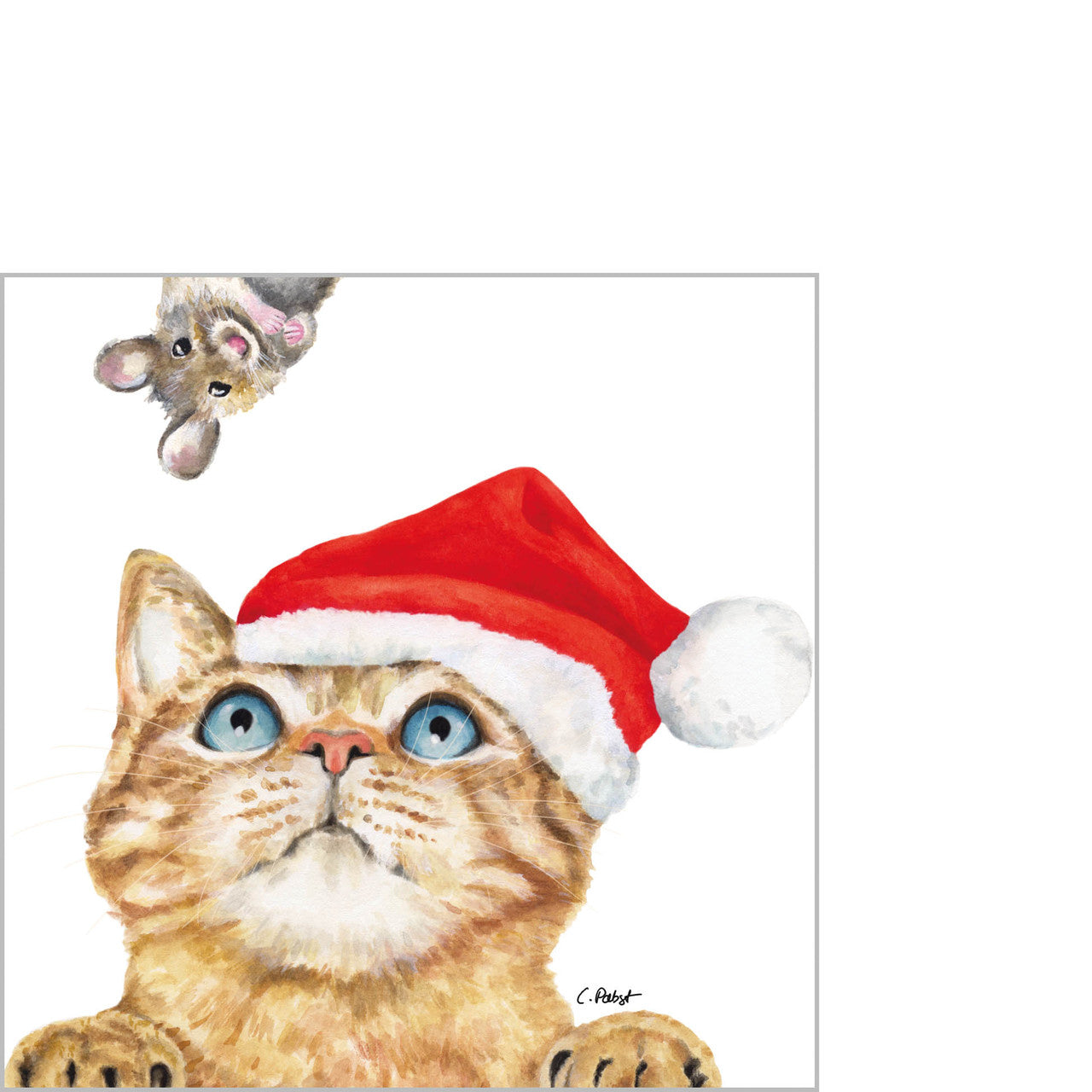 Set X 20 Servilletas (Gato Navidad) Cocktail De Papel