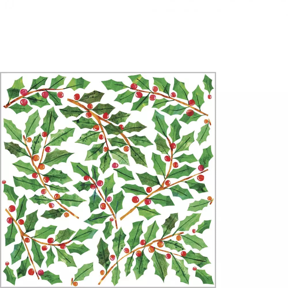 Set X 20 Servilletas (Hojas Verdes, Cerezas) Cocktail De Papel