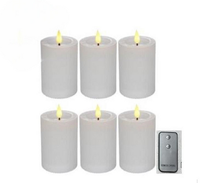 Set X 6 Velas Eléctricas Decorativas Redondas (Blanca) De Plástico