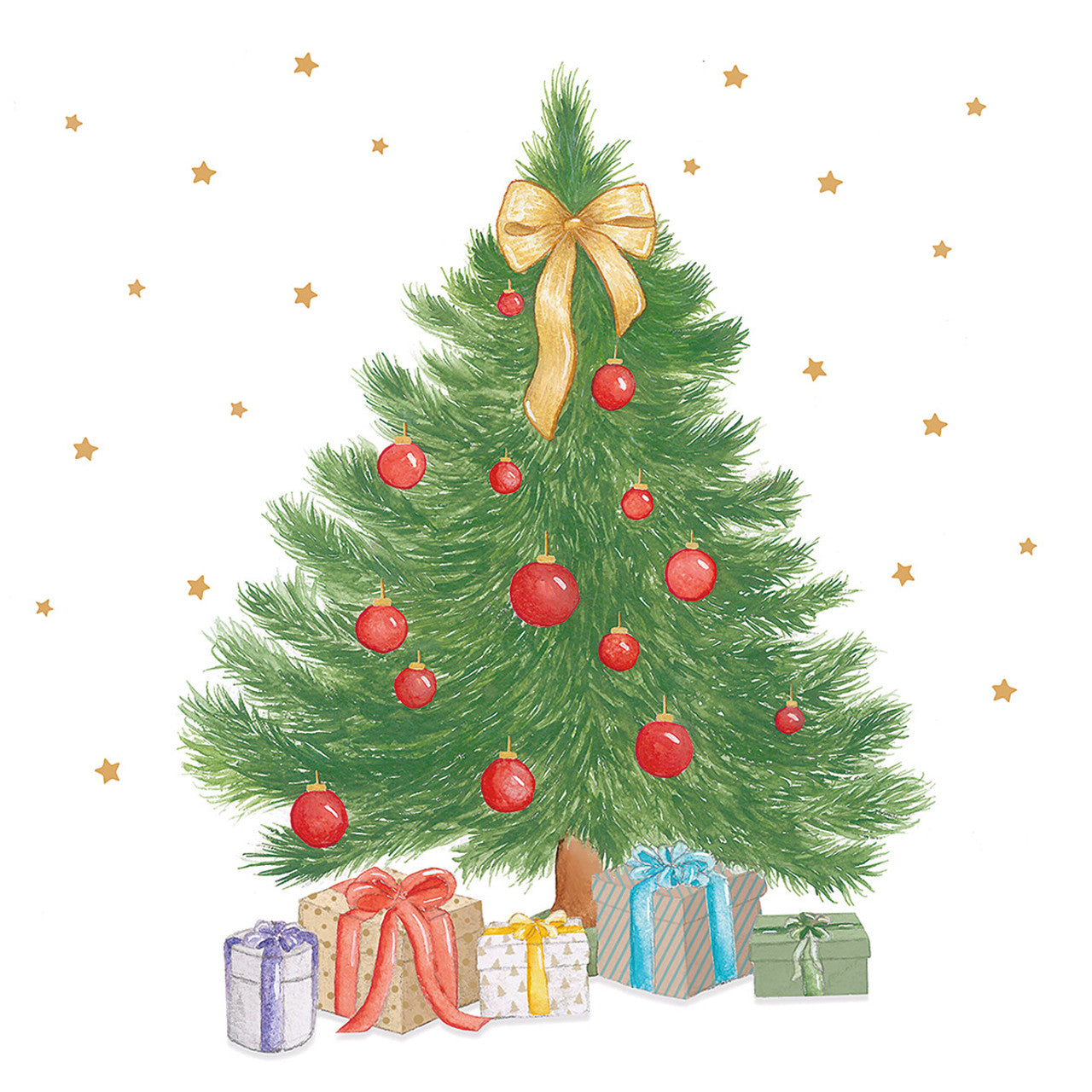 Set X 20 Servilletas (Árbol + Regalos) De Papel