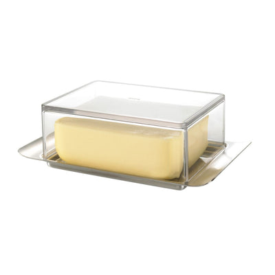 Mantequillera Acrílico (Transparente) Con Bandeja De Acero