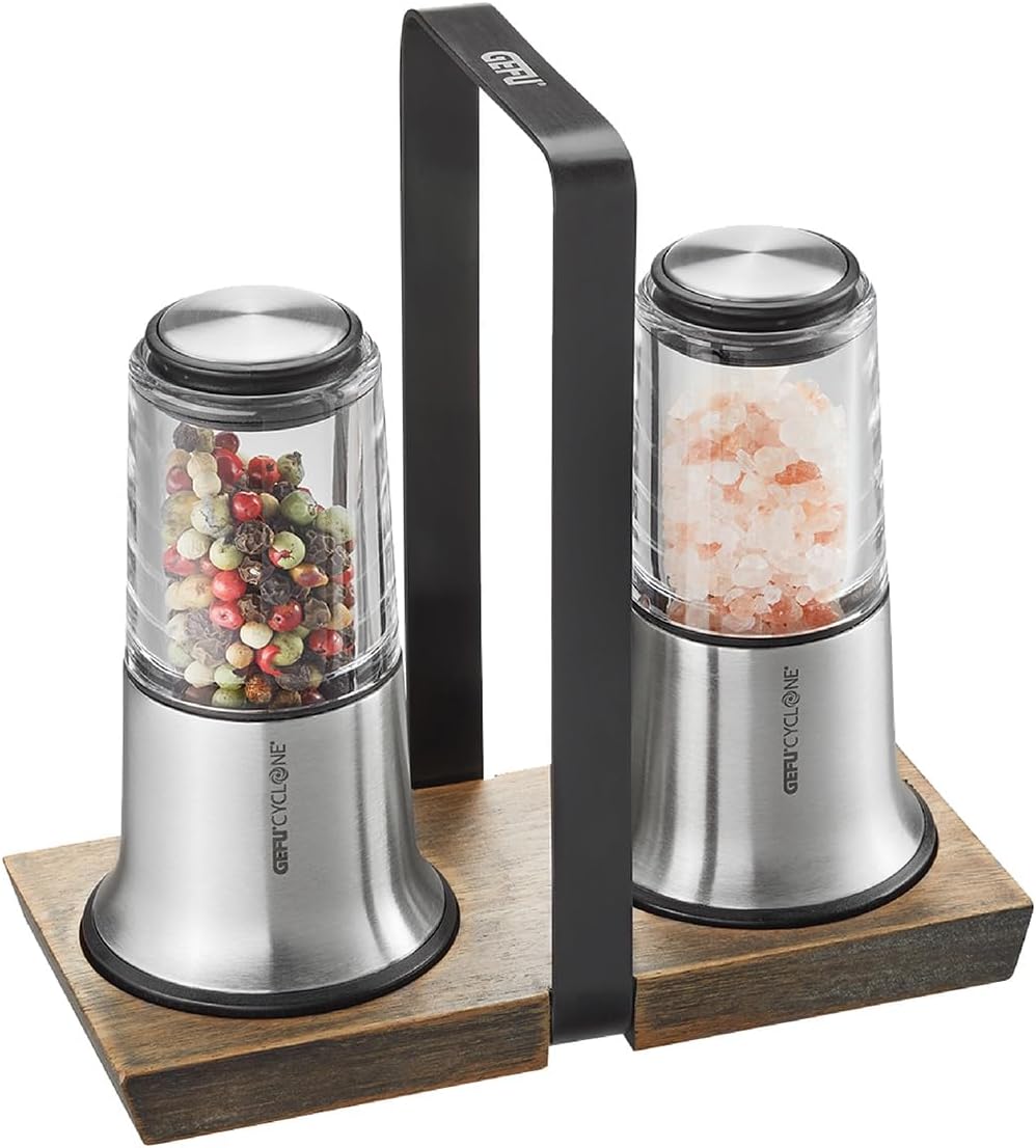 Set De Molinillos Para Sal Y Pimienta, Base Madera De Acero