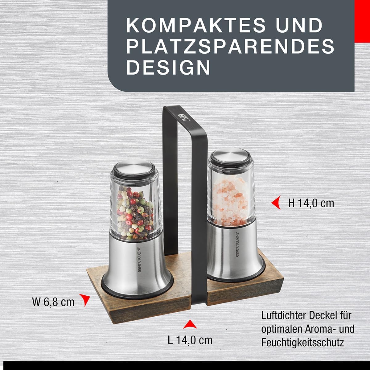 Set De Molinillos Para Sal Y Pimienta, Base Madera De Acero