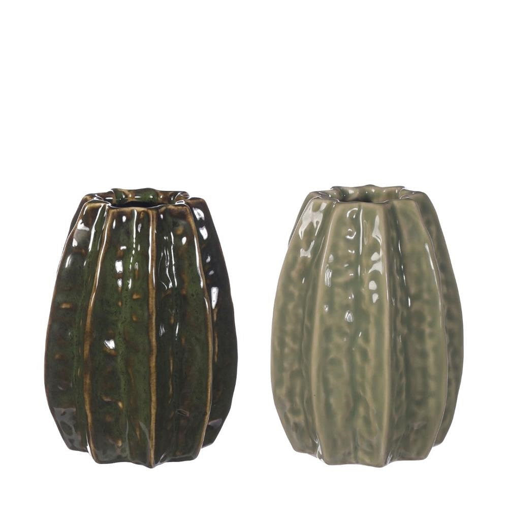 Florero Mediano Estriado (Verde) Unidad De Cerámica - Venta X Unidad
