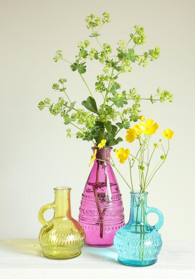 Botella / Florero Con Asa (Amarillo) De Vidrio