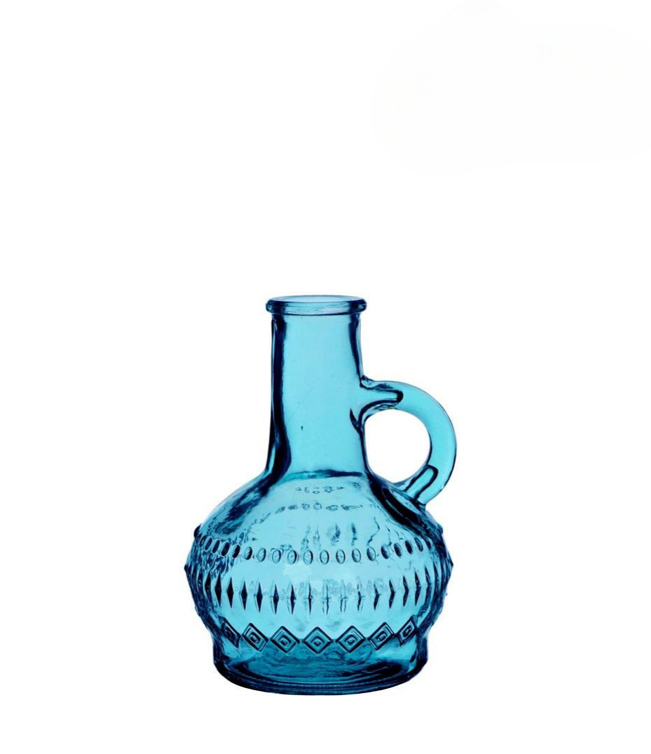 Botella / Florero Con Asa (Turquesa) De Vidrio