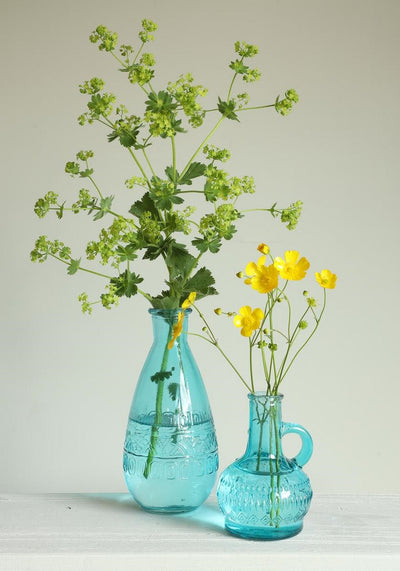 Botella / Florero Con Asa (Turquesa) De Vidrio
