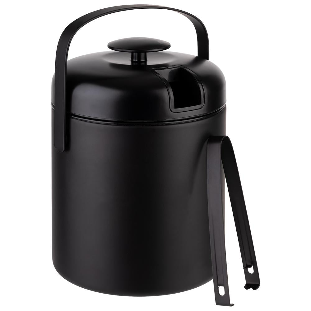 Hielera Con Tapa Y Pinzas De Metal 1.3 Ltrs (Negro) De Acero