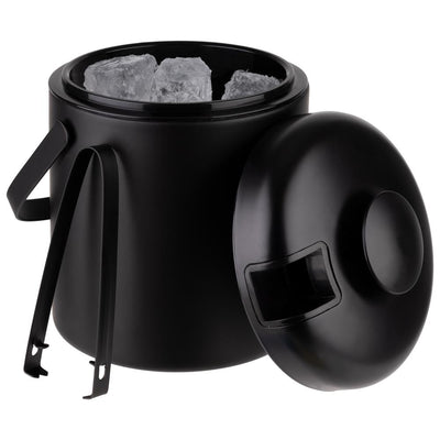 Hielera Con Tapa Y Pinzas De Metal 1.3 Ltrs (Negro) De Acero