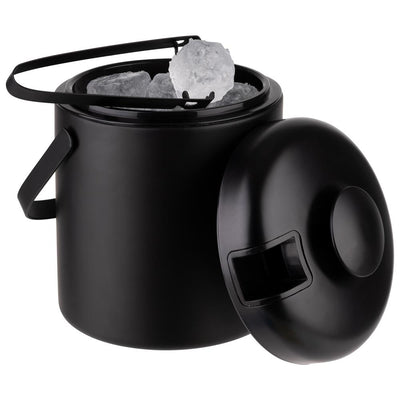 Hielera Con Tapa Y Pinzas De Metal 1.3 Ltrs (Negro) De Acero