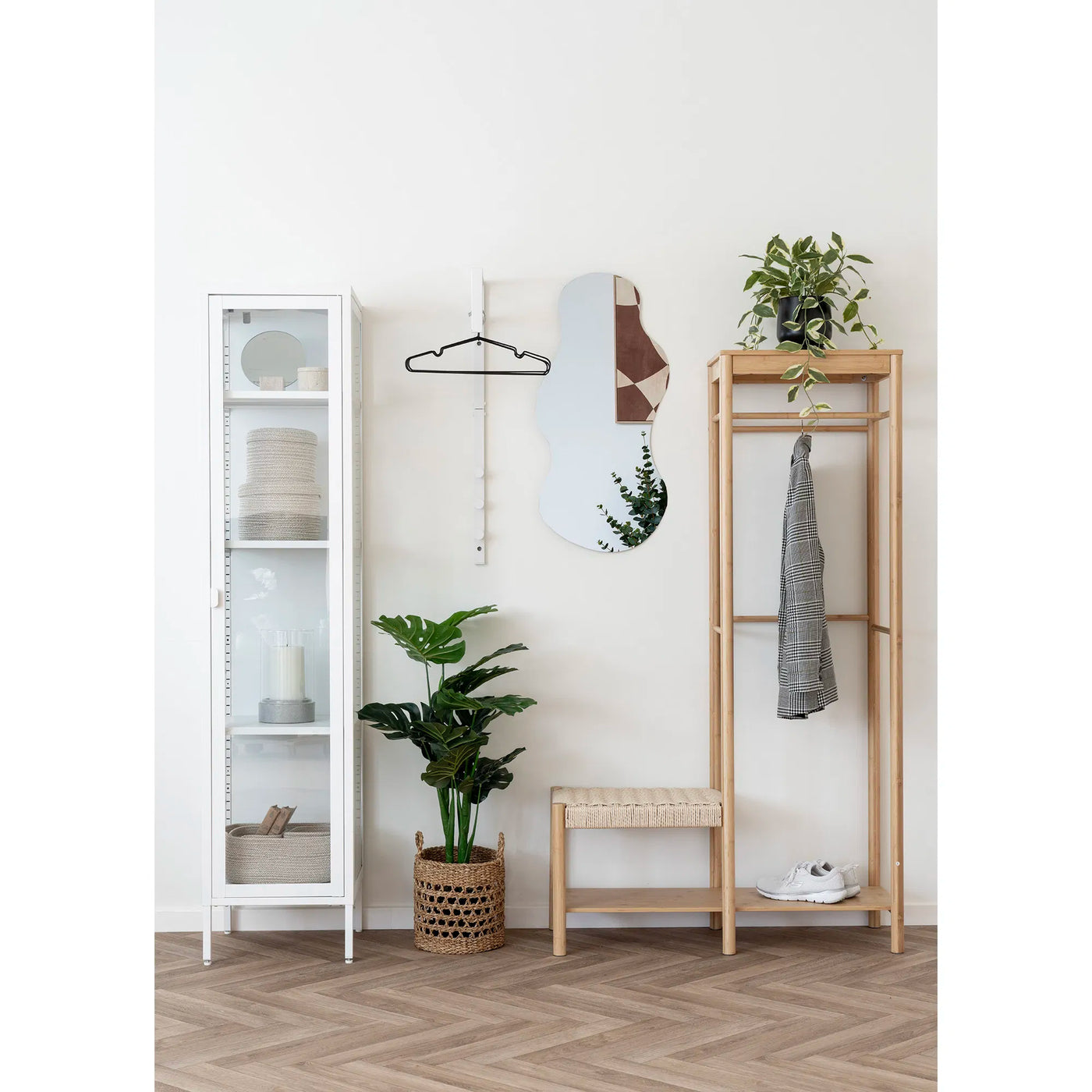 Mueble Con Colgador/Perchero Con Banca Y Estructura De Madera