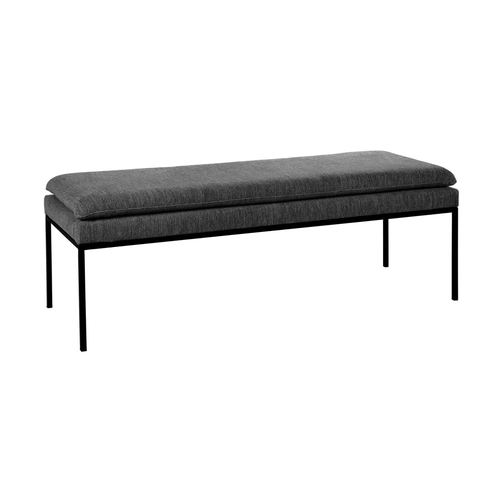 Banqueta Rectangular Tapizada (Negro) Con Patas De Metal