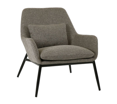 Sillón Tapizado (Gris) Con Cojín Patas Negras De Metal