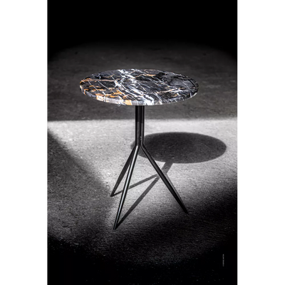 Mesa Lateral Top Mármol Con Base De Metal