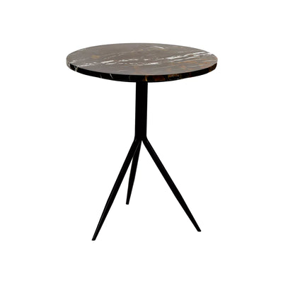 Mesa Lateral Top Mármol Con Base De Metal