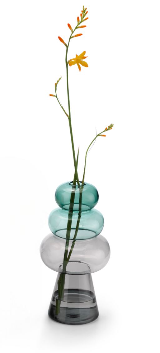 Florero Decorativo (Verde / Gris) De Vidrio