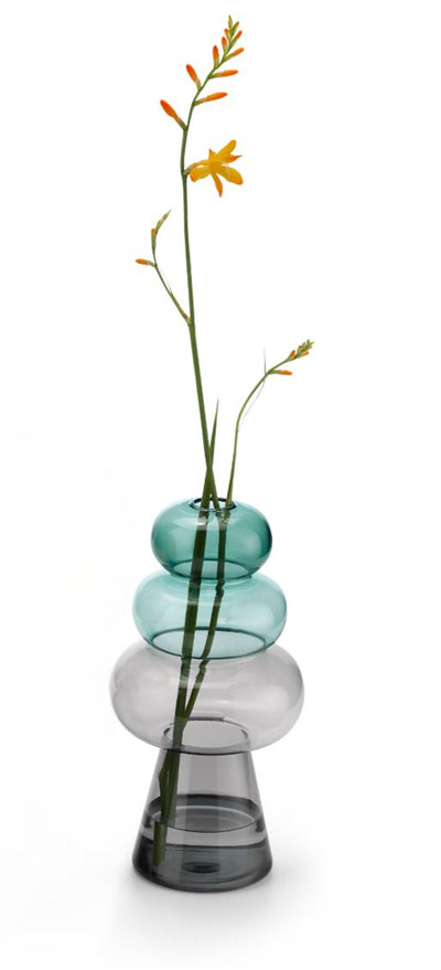 Florero Decorativo (Verde / Gris) De Vidrio