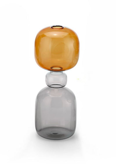 Florero Decorativo (Naranja / Gris) De Vidrio