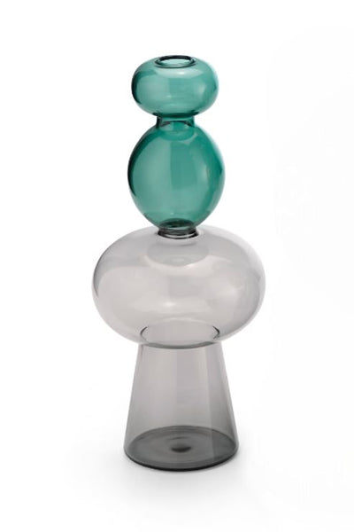 Florero Decorativo Oval (Verde / Gris) De Vidrio