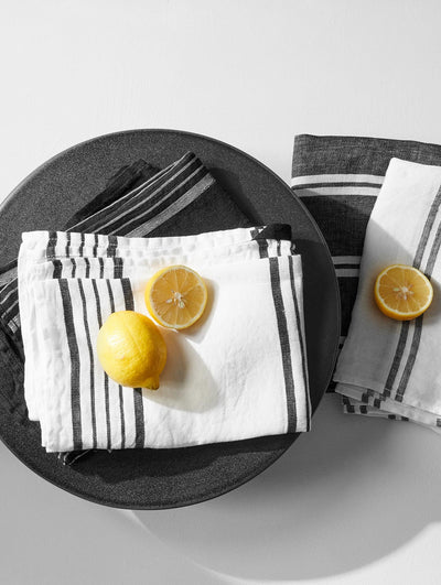Secador De Cocina (Blanco Líneas Azules) De Algodón