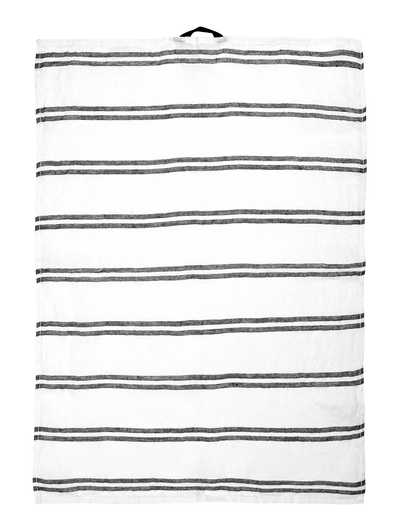 Secador De Cocina (Blanco Líneas Gris Oscuro) De Algodón