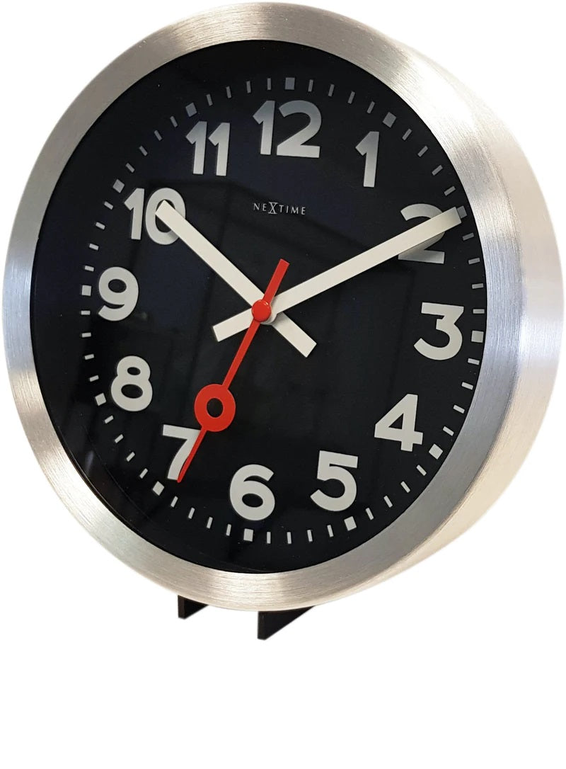 Reloj De Mesa Redondo (Negro) De Metal